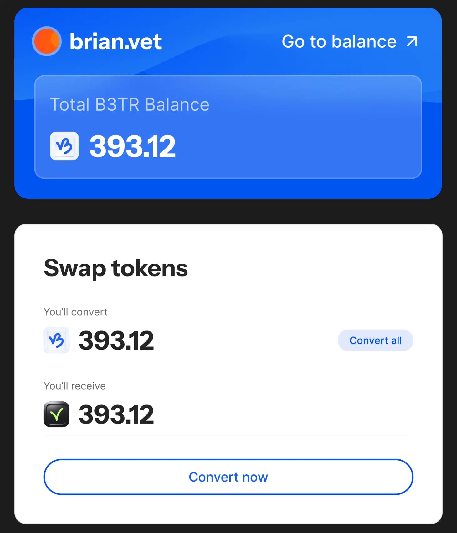 Balance tokens